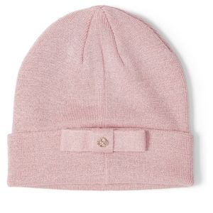kate spade Metallic Rib Bow Beanie In Grapefruit Soda